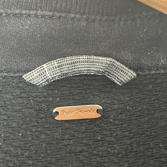 Free People Black Button Front Jacket Pockets Stretch Knit - Picture 5 of 5